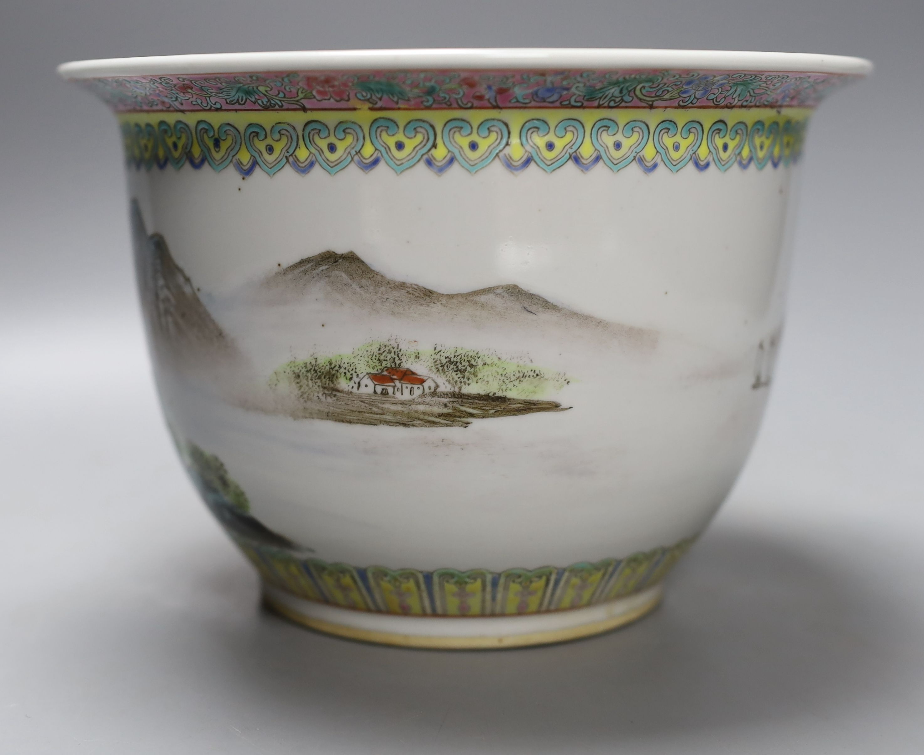 A mid 20th century Chinese famille rose plant pot - 14cm high